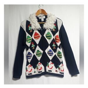 Vintage Lisa International Woman's Christmas Ornament Ugly Sweater Size Medium